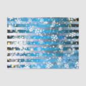 雪の結晶が輝き、青い色の光を当てストライプる 薄葉紙 (正面)