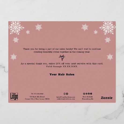 雪の結晶が輝く冬の空 ホリデーカード 箔シーズンポストカード (裏面)