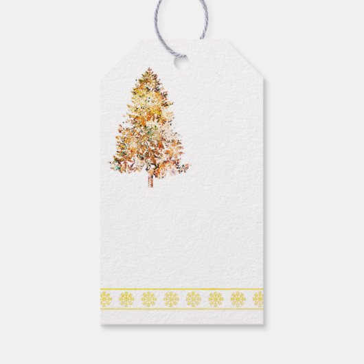 雪の結晶で作られたクリスマスツリー黒い背景 ギフトタグ (裏面)