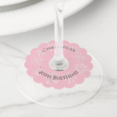 雪の結晶で40歳のパーソナライズされた誕生日 ワイングラスタグ (クローズアップ)