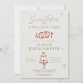 雪の結晶とウェディングケーキのブライズシャワー 招待状 (正面)