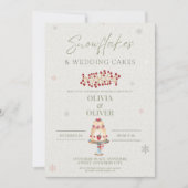 雪の結晶とウェディングケーキのリハーサルディナー 招待状 (正面)