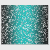 雪の結晶とキラキラのターコイズ光 ラッピングペーパー (フラット)
