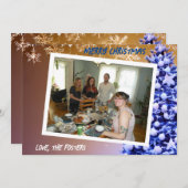 雪の結晶とクリスマスツリーの家族写真 ホリデー シーズンカード (正面/裏面)