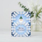 🎅 雪の結晶とサンタのヘッド クリスマス 冬 ポストカード (スタンド正面)