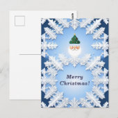 🎅 雪の結晶とサンタのヘッド クリスマス 冬 ポストカード (正面/裏面)