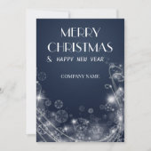 雪の結晶とサンタクロースの青い色のホリデー シーズンカード (正面)