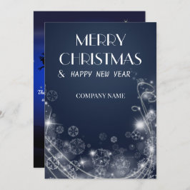 雪の結晶とサンタクロースの青い色のホリデー シーズンカード