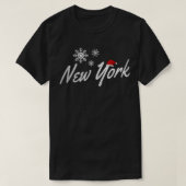雪の結晶とサンタハットとニューヨークのクリスマス Tシャツ (デザイン正面)