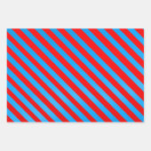 雪の結晶とストライプ赤と青のクリスマス ラッピングペーパーシート (正面3)