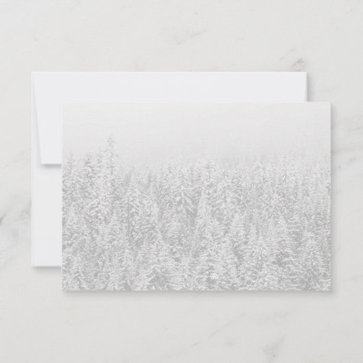 雪の結晶とスノーフォレストの冬のウェディングレセプション 招待状 (裏面)