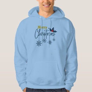 雪の結晶とヒイラギのメリークリスマス・タイポグラフィーデザイン パーカ
