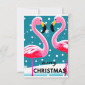 雪の結晶とフラミンゴの鳥、クリスマス サンキューカード (裏面)