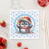 雪の結晶とペンギン  スタンダードランチョンナプキン (インサイチュ)