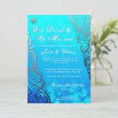 雪の結晶とボケの冬のウェディング招待状 招待状 (スタンド正面)