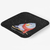 雪の結晶とマフラーのクリスマス鳥 ペーパープレート (傾斜あり)