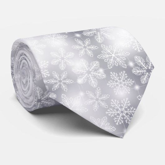 雪の結晶とライト ネクタイ (ロール)