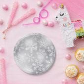 雪の結晶とライト ペーパープレート (パーティー)