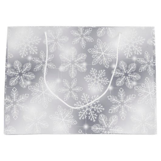 雪の結晶とライト ラージペーパーバッグ (正面)