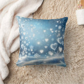 雪の結晶と冬の雪のハート クッション (ブランケット)