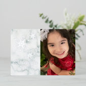 雪の結晶と大理石のクリスマス写真を押したもの メリークリスマス 箔シーズンカード (立ち正面)
