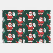 雪の結晶と星のクリスマスを持つブラックサンタ ラッピングペーパーシート (正面3)