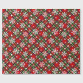 雪の結晶と星のクリスマスプレイド ラッピングペーパー (フラット)