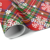 雪の結晶と星のクリスマスプレイド ラッピングペーパー (ロールコーナー)