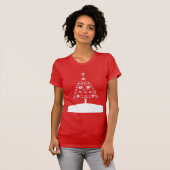 雪の結晶と星のクリスマス・ユールツリー Tシャツ (正面フル)