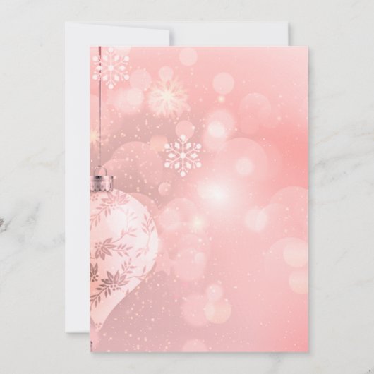雪の結晶と赤いボール　クリスマスシーズンにぴったりなパーティー招待状 招待状 (裏面)