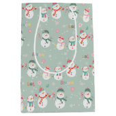 雪の結晶と雪だるまが舞う「Let It Snow」 ミディアムペーパーバッグ (正面)