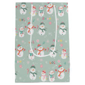 雪の結晶と雪だるまが舞う「Let It Snow」 ミディアムペーパーバッグ (裏面)