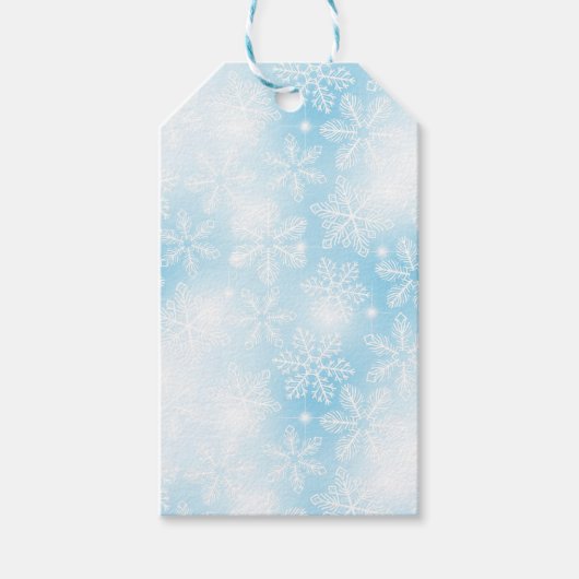 雪の結晶と青の光 ギフトタグ (正面)