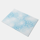 雪の結晶と青の光 ドアマット (アングル)