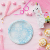 雪の結晶と青の光 ペーパープレート (パーティー)