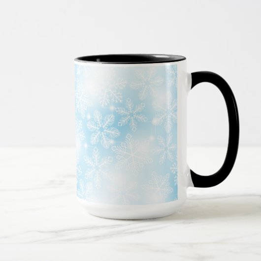 雪の結晶と青の光 マグカップ (右)