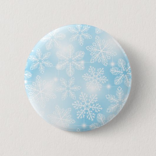 雪の結晶と青の光 缶バッジ (正面)