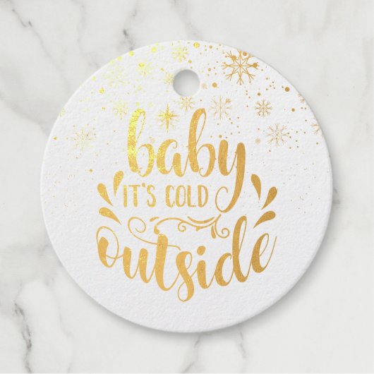 雪の結晶とBaby It's Cold Outsideのクリスマスタグ フェイバータグ (正面)