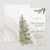 雪の結晶にクリスマスの魔法を添えたホリデーカード 招待状 (正面/裏面)