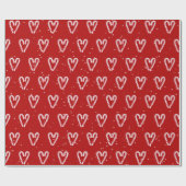 雪の結晶にハート型のキャンディーケーン ラッピングペーパー (フラット)