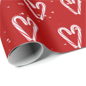 雪の結晶にハート型のキャンディーケーン ラッピングペーパー (ロールコーナー)