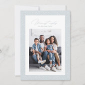 雪の結晶に囲まれたシンプルなフレームの写真1枚のクリスマスカード シーズンカード (正面)