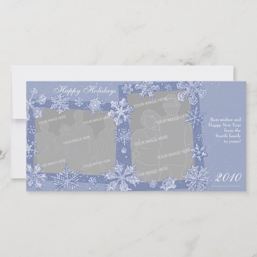 雪の結晶のオリジナル ダブル フォト カード 1 (正面)