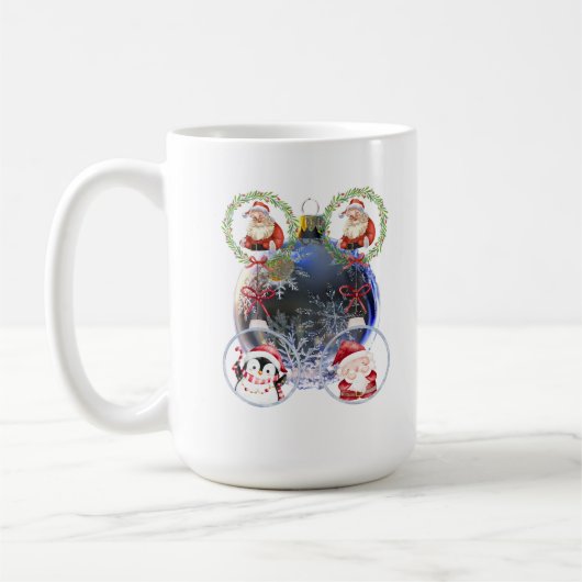 雪の結晶のオーナメントのホリデーキャラクター コーヒーマグカップ (左)