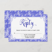 雪の結晶のクリスチャン結婚式返信カード 出欠カード (正面/裏面)