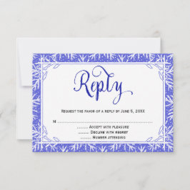 雪の結晶のクリスチャン結婚式返信カード 出欠カード