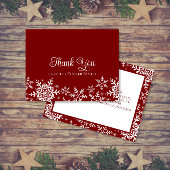 雪の結晶のクリスマスまたは冬の赤い感謝カード サンキューカード