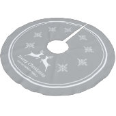 雪の結晶のクリスマスを持つ灰色と白のトナカイ ブラッシュドポリエステルツリースカート (アングル)