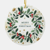 雪の結晶のクリスマスオーナメントに喜びを見いだす セラミックオーナメント (正面)