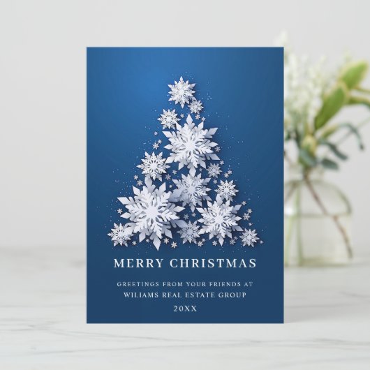 雪の結晶のクリスマスツリー コーポレートグリーティング シーズンカード (スタンド正面)